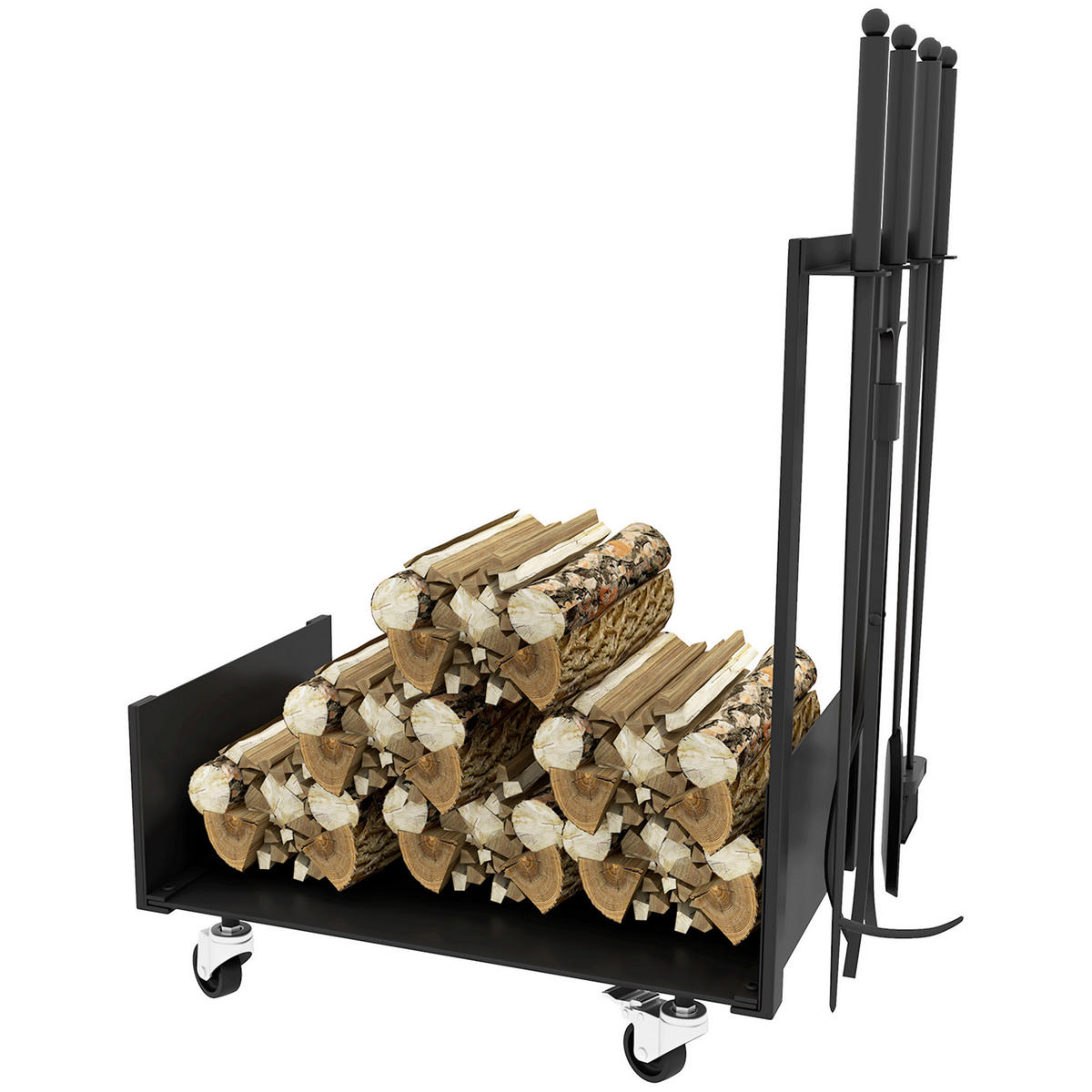 Outsunny Kaminholzständer schwarz B/H/L: ca. 30x76x48 cm Kaminholzständer - schwarz (48,00/30,00/76,00cm) - Outsunny