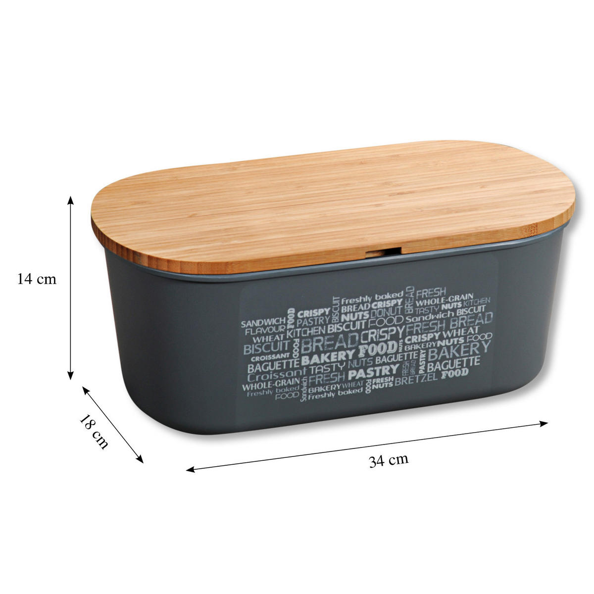 Kesper Brotbox grau Kunststoff B/H/L: ca. 20x14,5x34 cm Brotbox - natur/grau (34,00/20,00/14,50cm) - Kesper