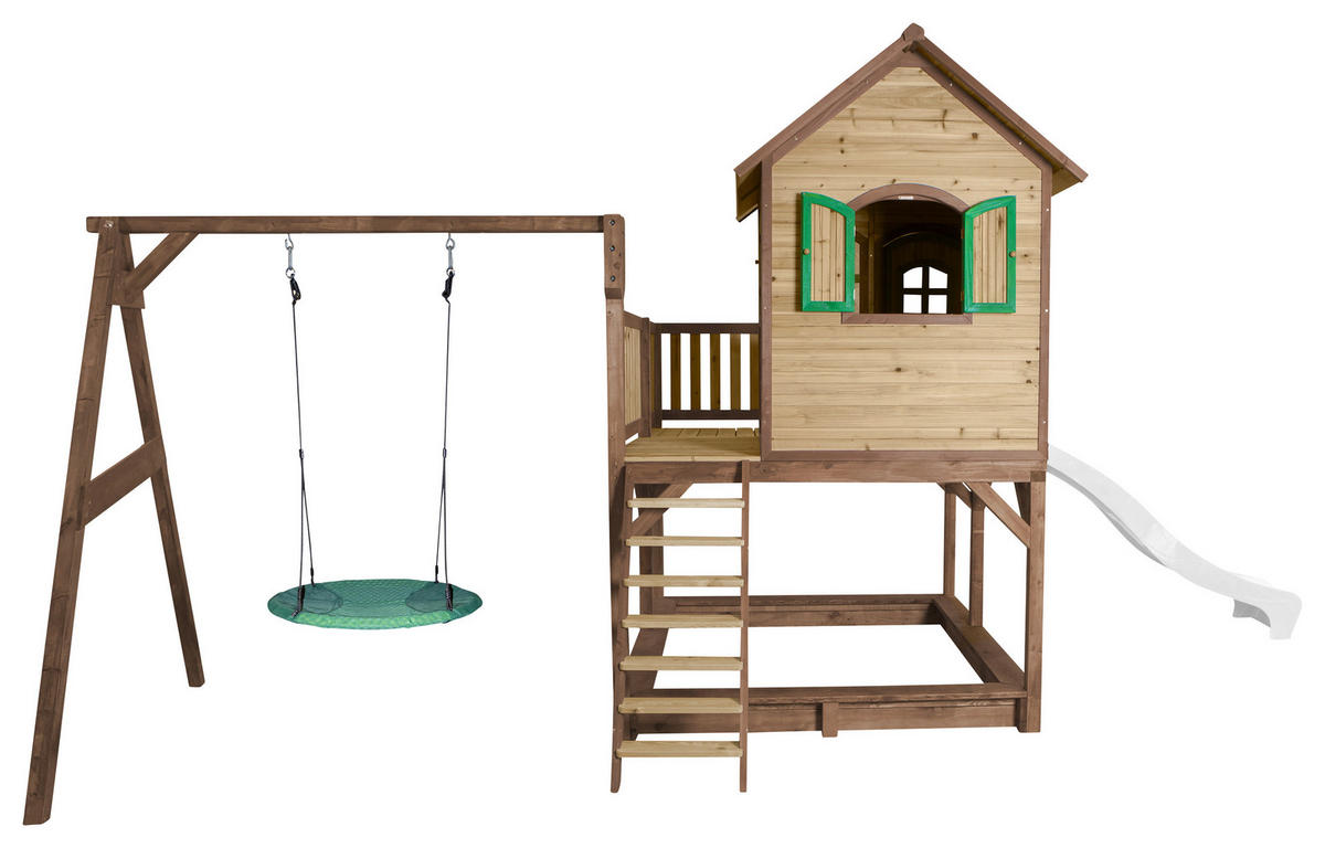 AXI Spielhaus Liam braun B/H/L: ca. 541x291x277 cm Liam - braun/weiß (277,00/541,00/291,00cm) - AXI