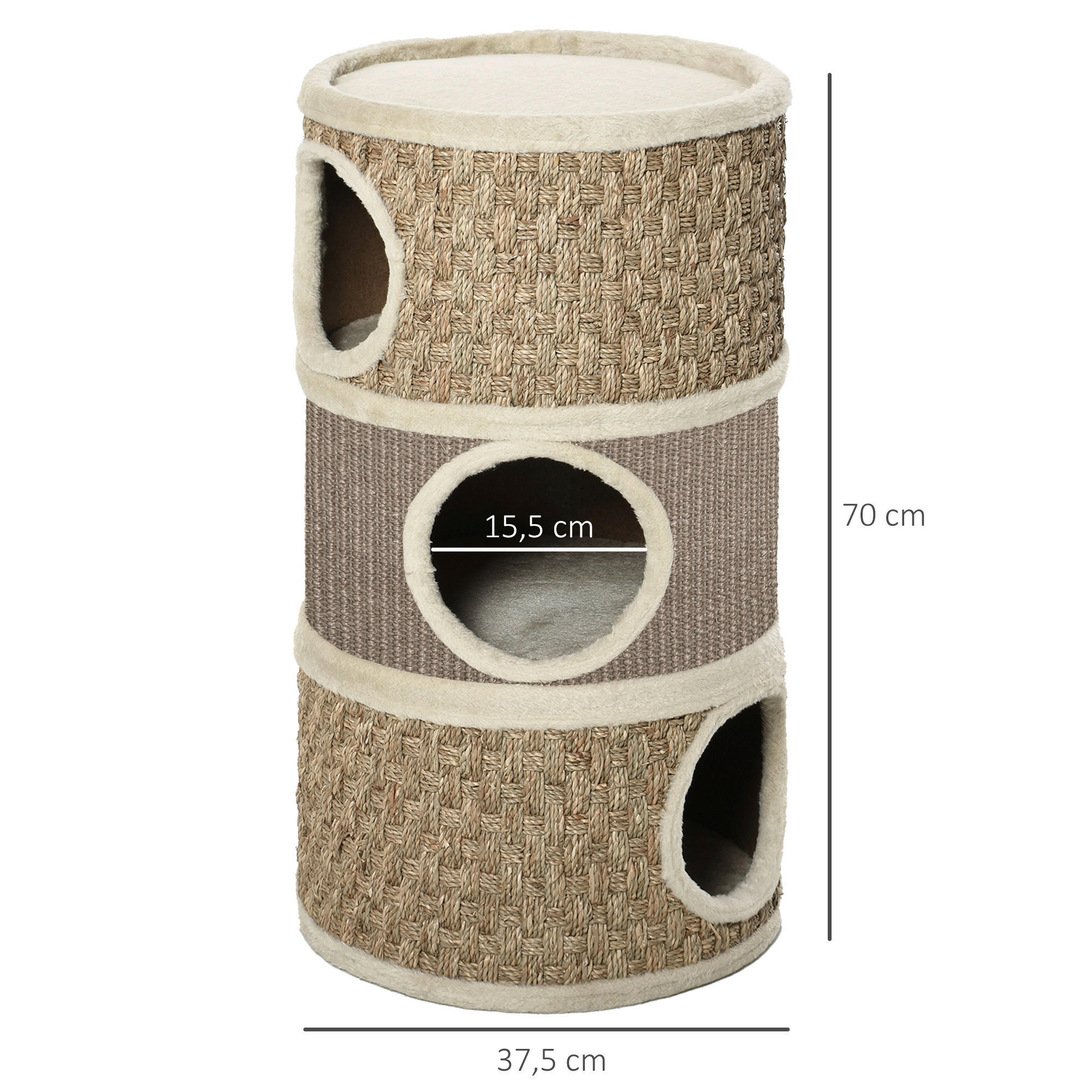 PawHut Tier-Zubehör braun Edelstahl B/H/L: ca. 37,5x37,5x70 cm Kratztonne - braun (70,00/37,50/37,50cm) - PawHut