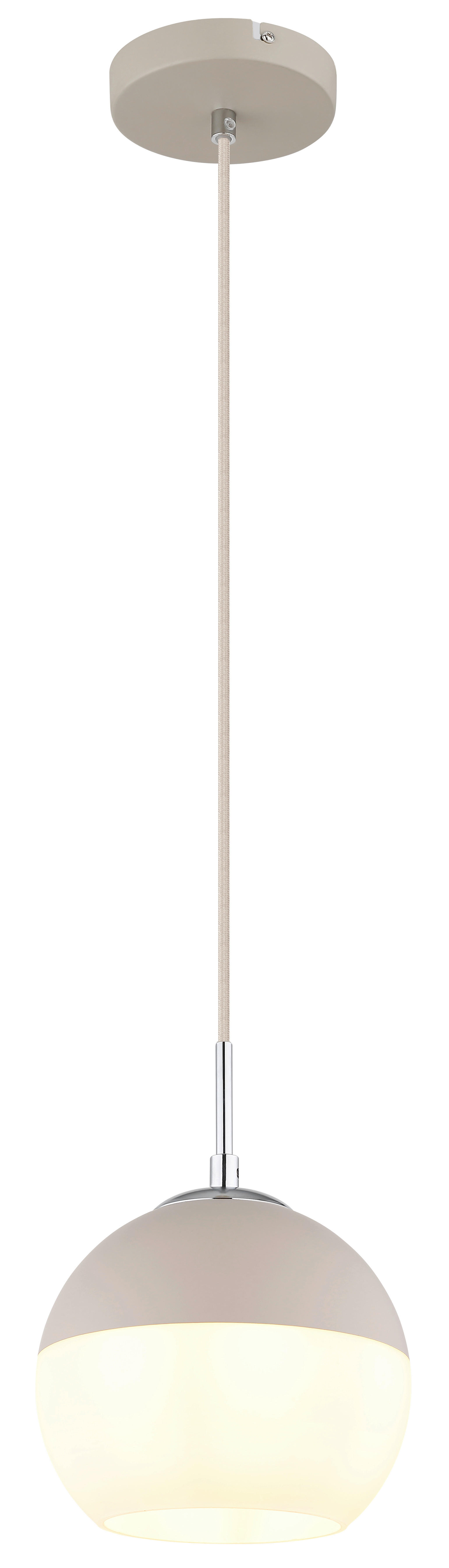 GLOBO Pendelleuchte weiß Opal sand Glas Textil Metall H/D: ca. 120x20 cm E27 1 Brennstellen RAGUSA - sand/weiß (20,00/120,00cm) - GLOBO