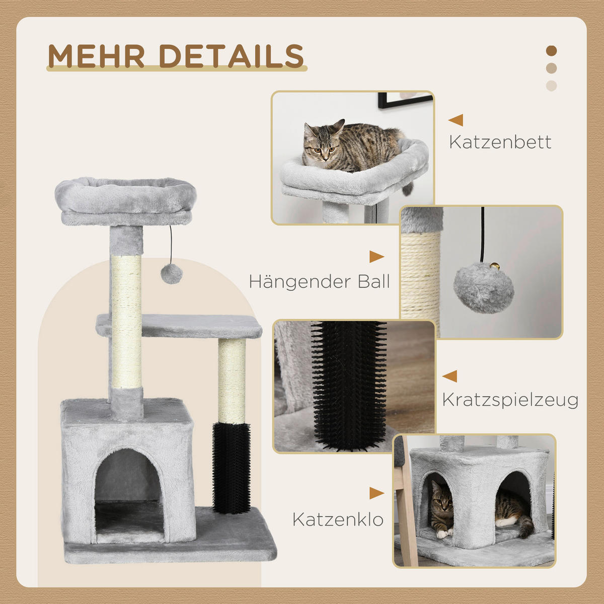 PawHut Kratzbaum Kratzbaum - (48,00/48,00/80,00cm) - PawHut