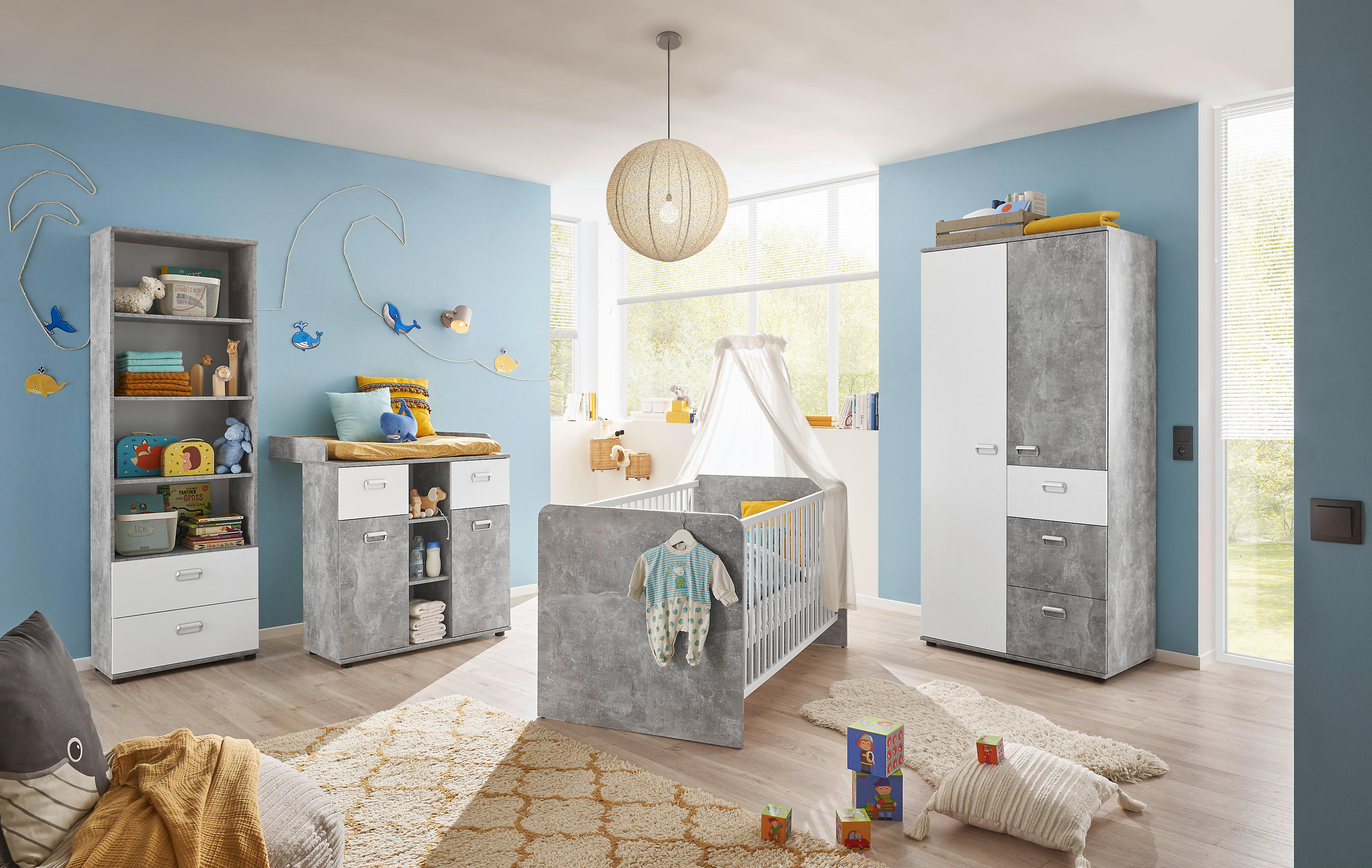 Kleiderschrank Matino weiß Beton B/H/T: ca. 90x191x53 cm Matino - Beton/weiß (90,00/191,00/53,00cm)