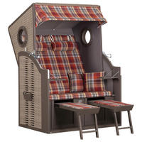 TRENDY by deVries Strandkorb Twin View rot Hartholz Twin View - beige/braun - TRENDY by deVries
