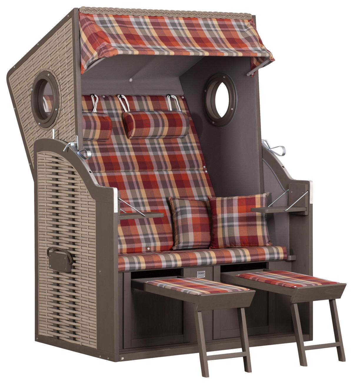 TRENDY by deVries Strandkorb Twin View rot Hartholz Twin View - beige/braun - TRENDY by deVries