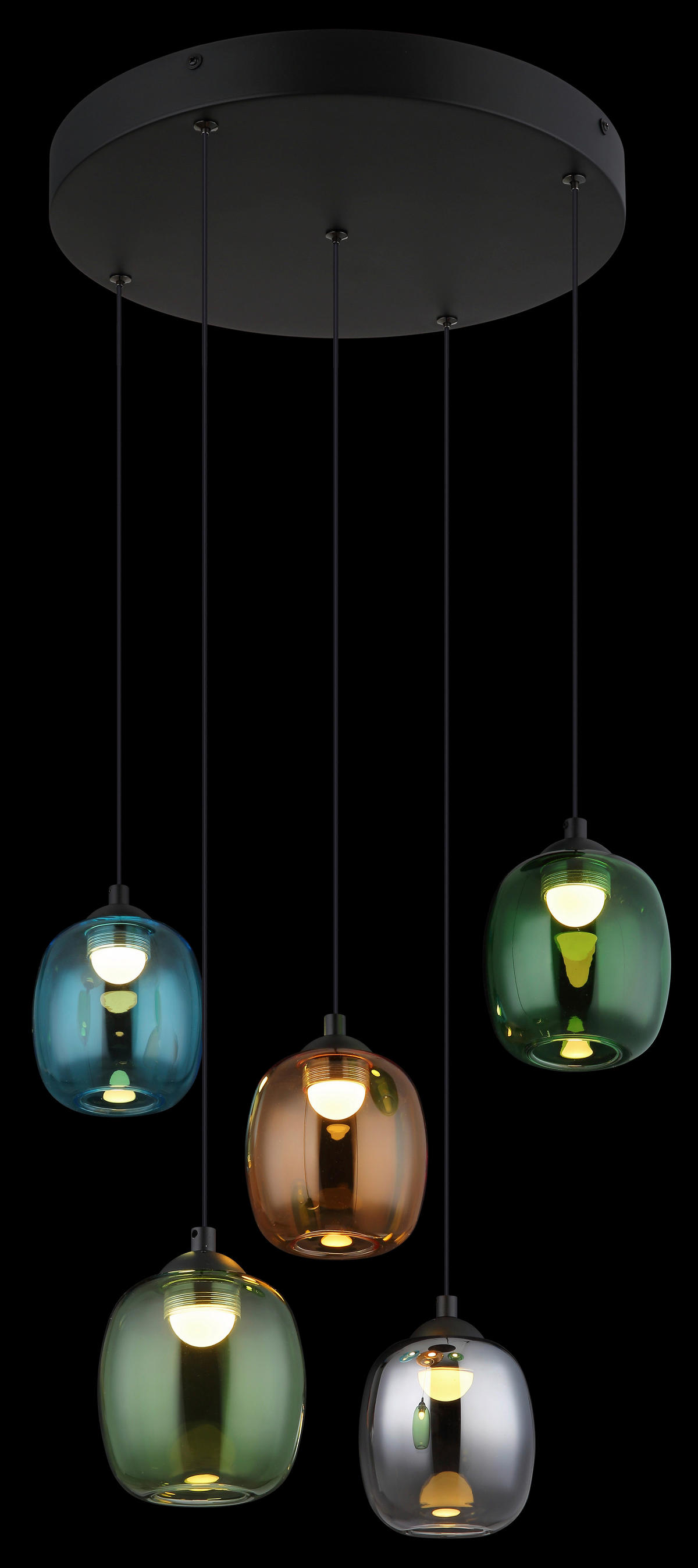 GLOBO LED-Pendelleuchte MINARA 31479508 schwarz bunt Metall Kunststoff Glas H/D: ca. 150x43 cm 1.0 Brennstellen MINARA - bunt/schwarz (43,00/150,00cm) - GLOBO