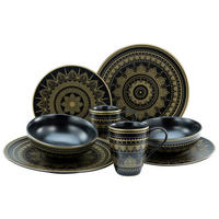 CreaTable Kombiservice Mandala schwarz Keramik Mandala - gold/schwarz - CreaTable