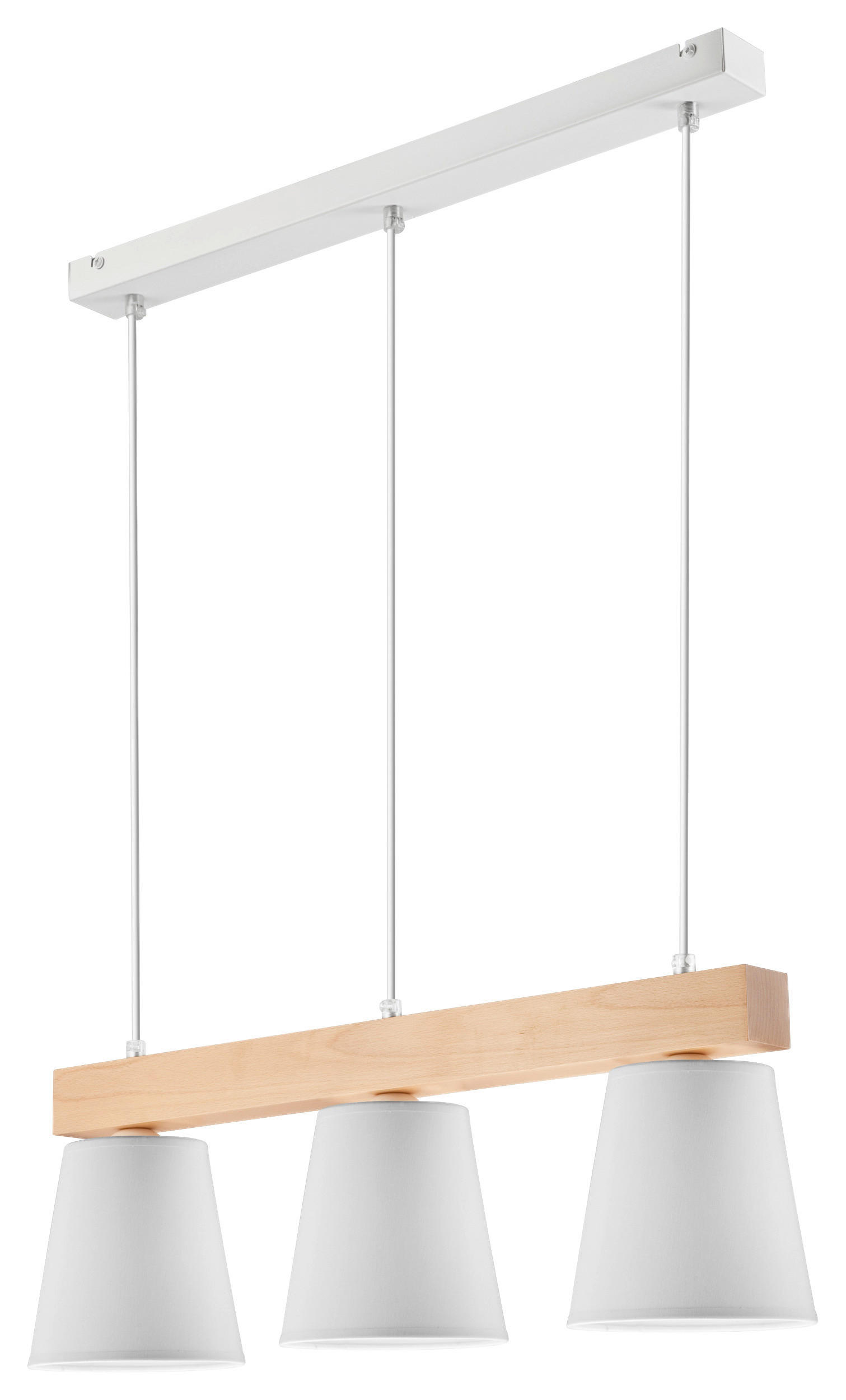 Lamkur Hängeleuchte weiß Holz Stahl B/H/L: ca. 25x30x70 cm E27 1 Brennstellen Augustino - weiß (70,00/25,00/30,00cm) - Lamkur