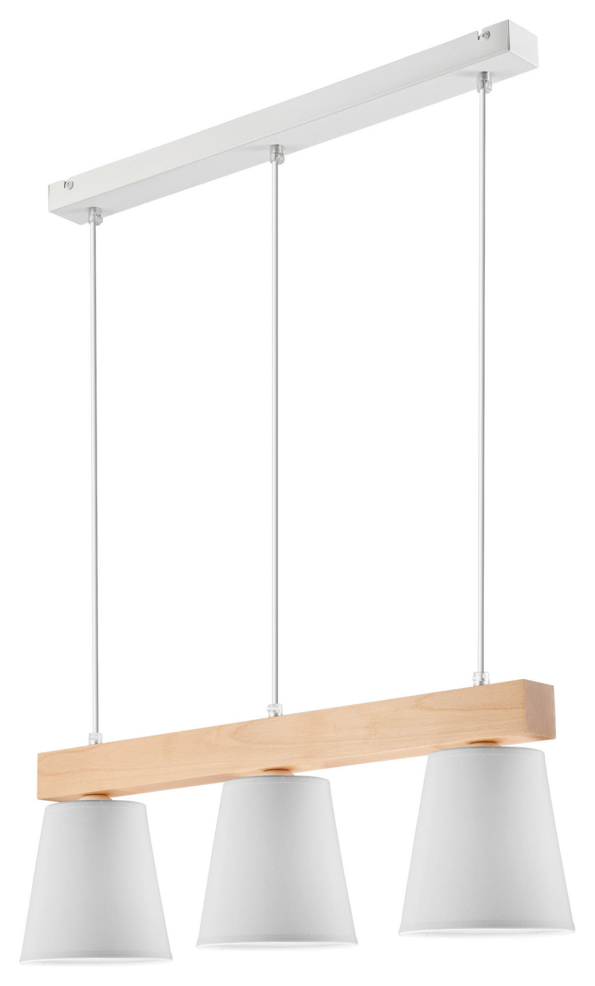 Lamkur Hängeleuchte weiß Holz Stahl B/H/L: ca. 25x30x70 cm E27 1 Brennstellen Augustino - weiß (70,00/25,00/30,00cm) - Lamkur