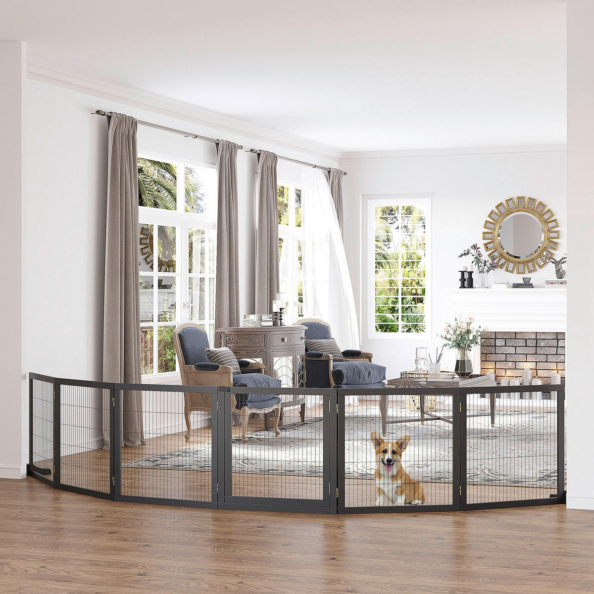 PawHut Schutzgitter schwarz Polypropylen B/H/L: ca. 36x432x70 cm Türschutzgitter - schwarz (70,00/36,00/432,00cm) - PawHut