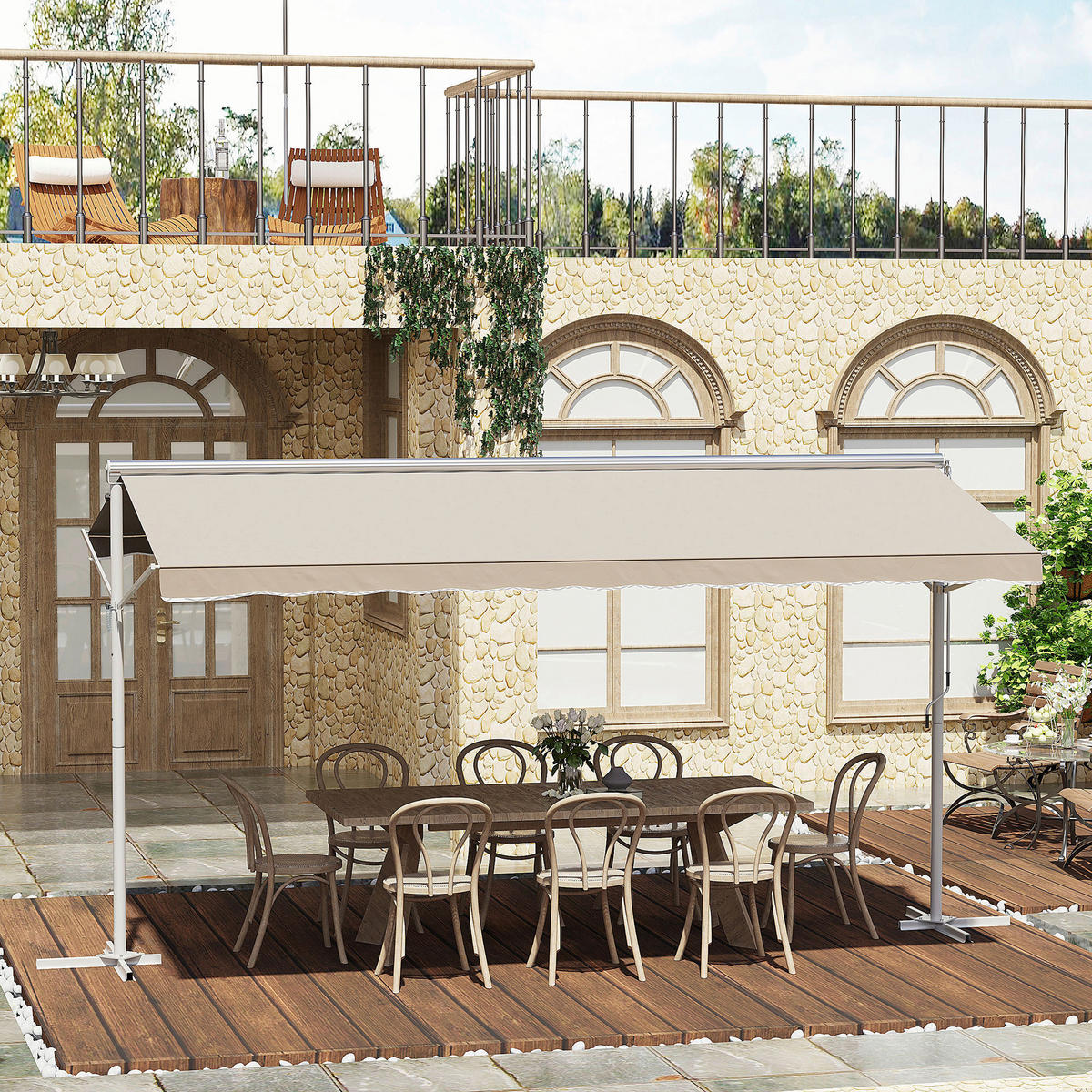 Outsunny Markise cremeweiß B/H/L: ca. 340x255x450 cm Markise - cremeweiß (450,00/340,00/255,00cm) - Outsunny