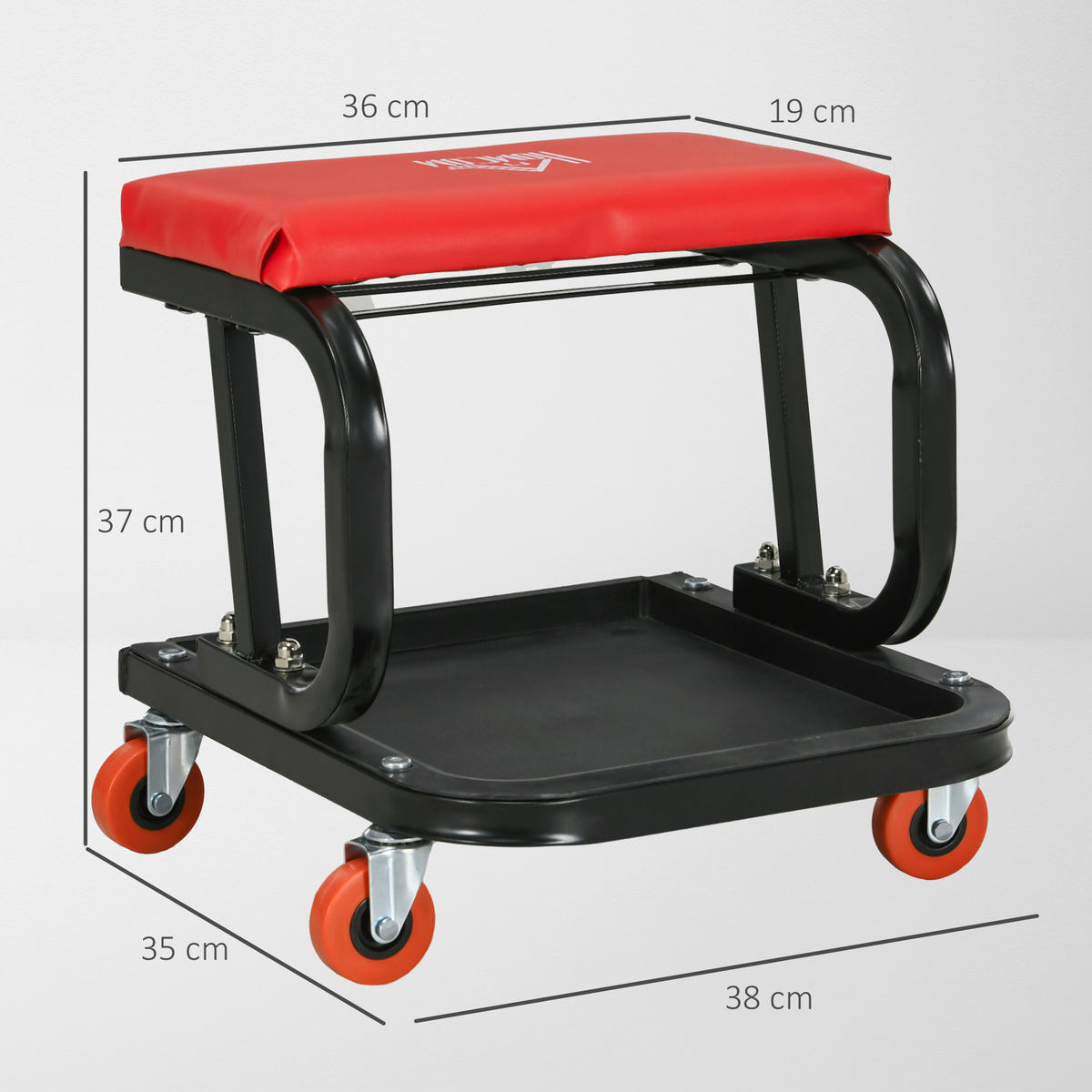 Werkstatthocker rot B/H/L: ca. 35x37x38 cm Werkstatthocker - rot (38,00/35,00/37,00cm) - HOMCOM