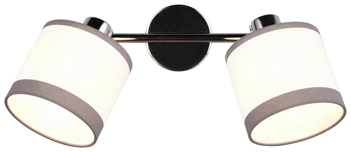 Reality Spotbalken R81552006 Davos weiß Chrom Stoff Metall B/H/T/D: ca. 35x23x16x12 cm E14 2 Brennstellen Davos - weiß/Chrom (35,00/23,00/16,00cm) - Reality