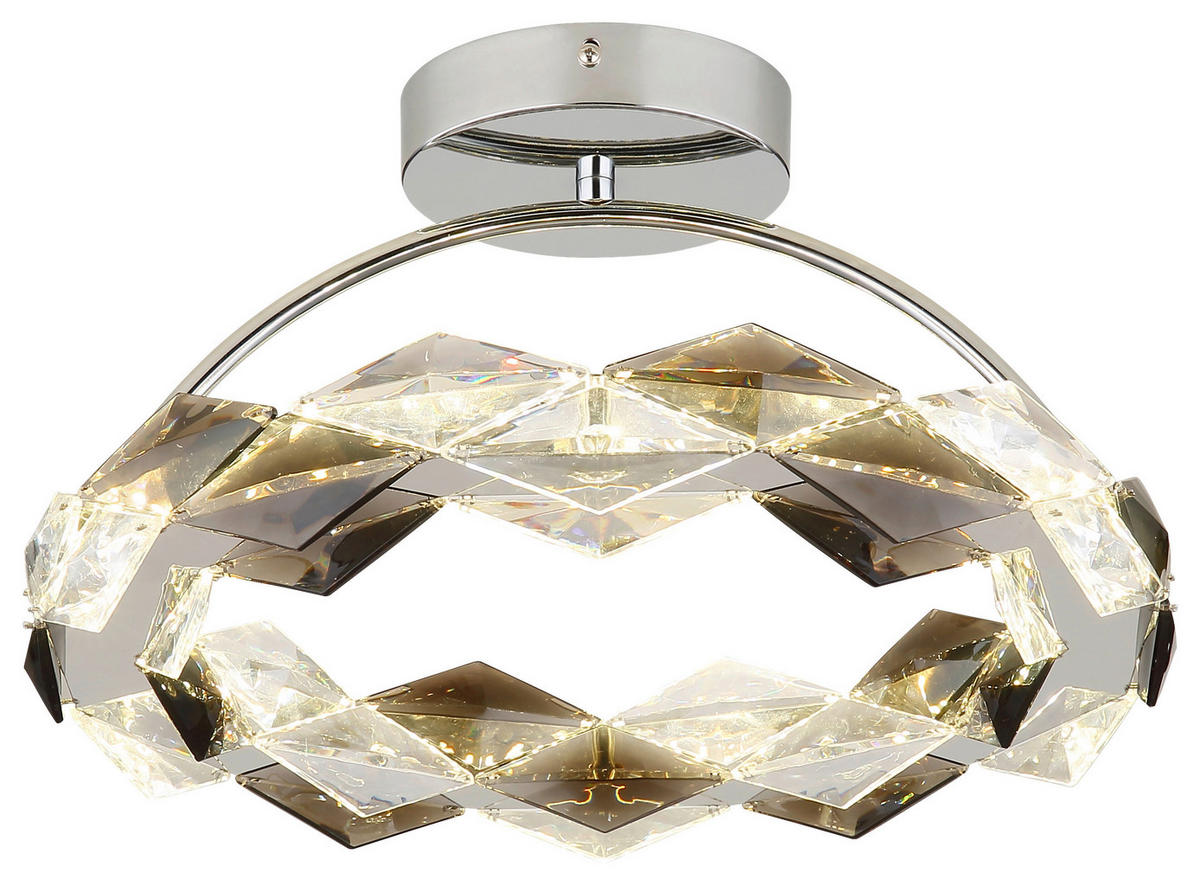 GLOBO LED-Deckenleuchte Chrom Rauch transparent Acryl Metall H/D: ca. 21,5x37 cm KARILION - Rauch/Chrom (37,00/21,50cm) - GLOBO