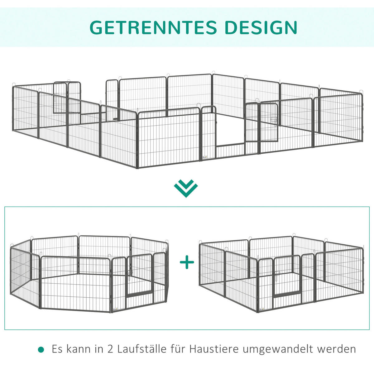 PawHut Gehege grau Edelstahl B/H/L: ca. 1,5x80x60 cm Freilaufgehege - grau (60,00/1,50/80,00cm) - PawHut
