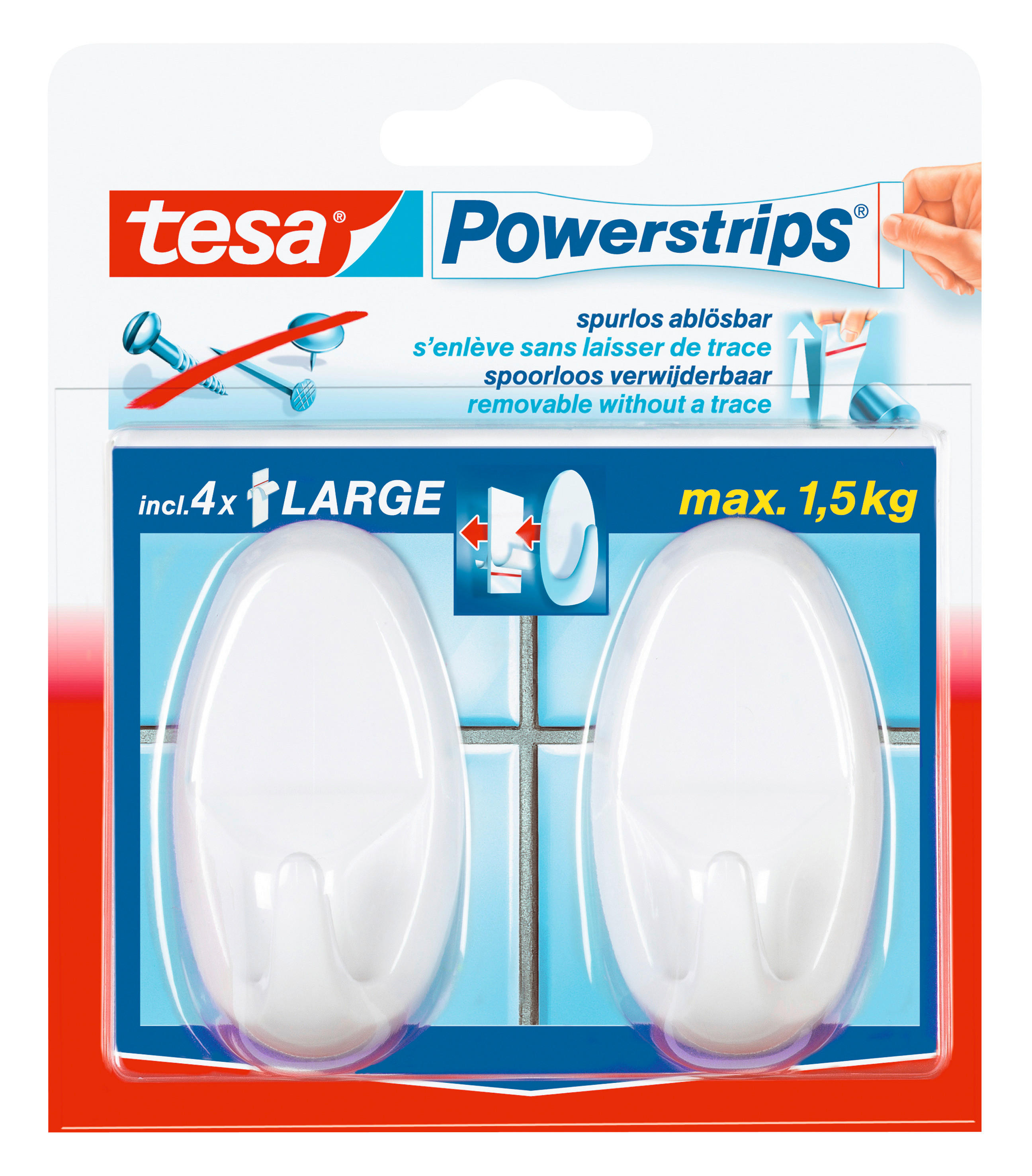 Powerstrips weiß Kunststoff B/H/L: ca. 36,8x69,4x22,9 cm Powerstrip_Haken_L_Oval_tesa - weiß (22,90/36,80/69,40cm) - tesa