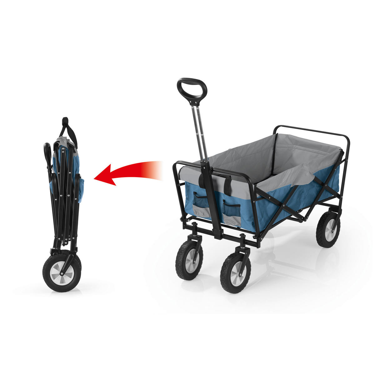 EasyMaxx Bollerwagen blau B/H/T: ca. 50x72x102 cm Bollerwagen_faltbar_EASYmaxx - blau/grau (50,00/72,00/102,00cm) - EasyMaxx