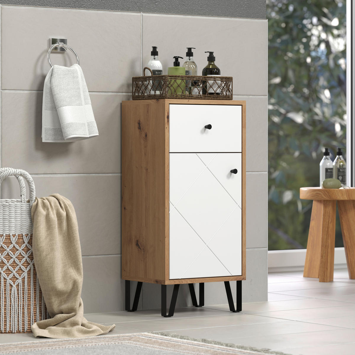 Stauraumelement Touch Eiche Artisan Nachbildung weiß matt B/H/T: ca. 36x79x29 cm Touch - Eiche/weiß (36,00/79,00/29,00cm) - Trendteam