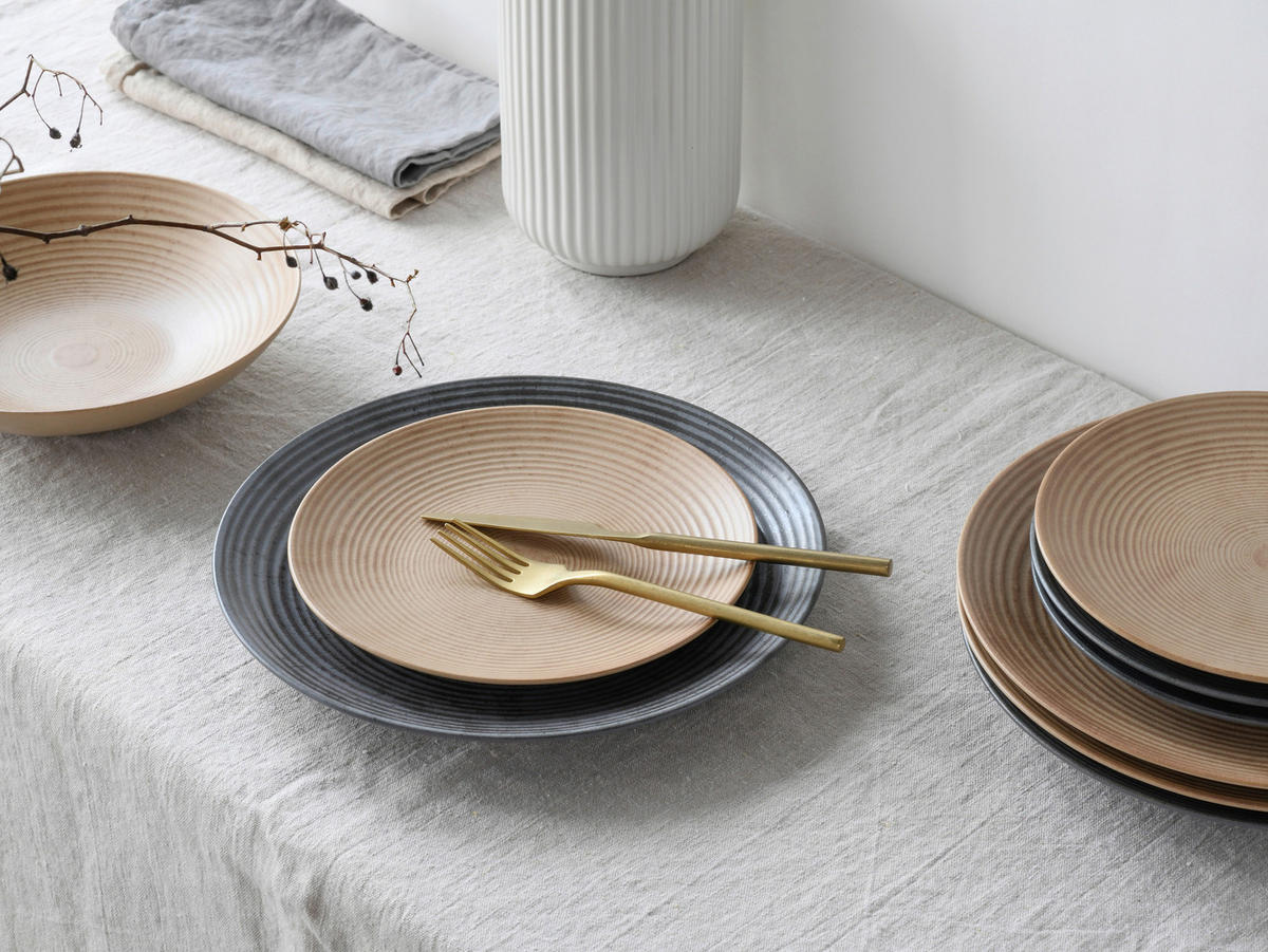 CreaTable Teller-Set Catania sand Steinzeug Catania - sand/grau - CreaTable