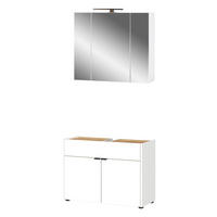 Badezimmer-Set 7839-242 weiß Eiche Navarra Nachbildung B/H/T: ca. 80x200x34 cm 7839-242 - Eiche/weiß (80,00/200,00/34,00cm) - Germania