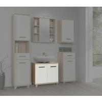 Waschbeckenunterschrank  Eiche Sonoma Nachbildung weiß Hochglanz B/H/T: ca. 68,6x62x34,8 cm Veris_WBU VERZ12-Q34 - Eiche/weiß (68,60/62,00/34,80cm)