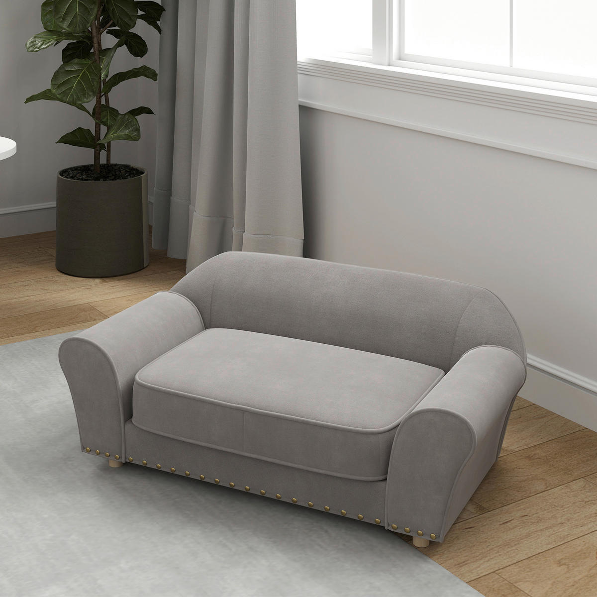PawHut Hundesofa grau Schaumstoff B/H/L: ca. 52,5x33x86,5 cm Hundesofa - grau (86,50/52,50/33,00cm) - PawHut