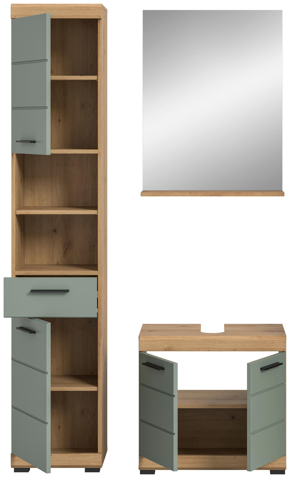 Badezimmer-Set Scout Eiche Artisan Nachbildung salbei Nachbildung B/H/T: ca. 112x191x34 cm Scout - Eiche/salbei (112,00/191,00/34,00cm) - xonox.home
