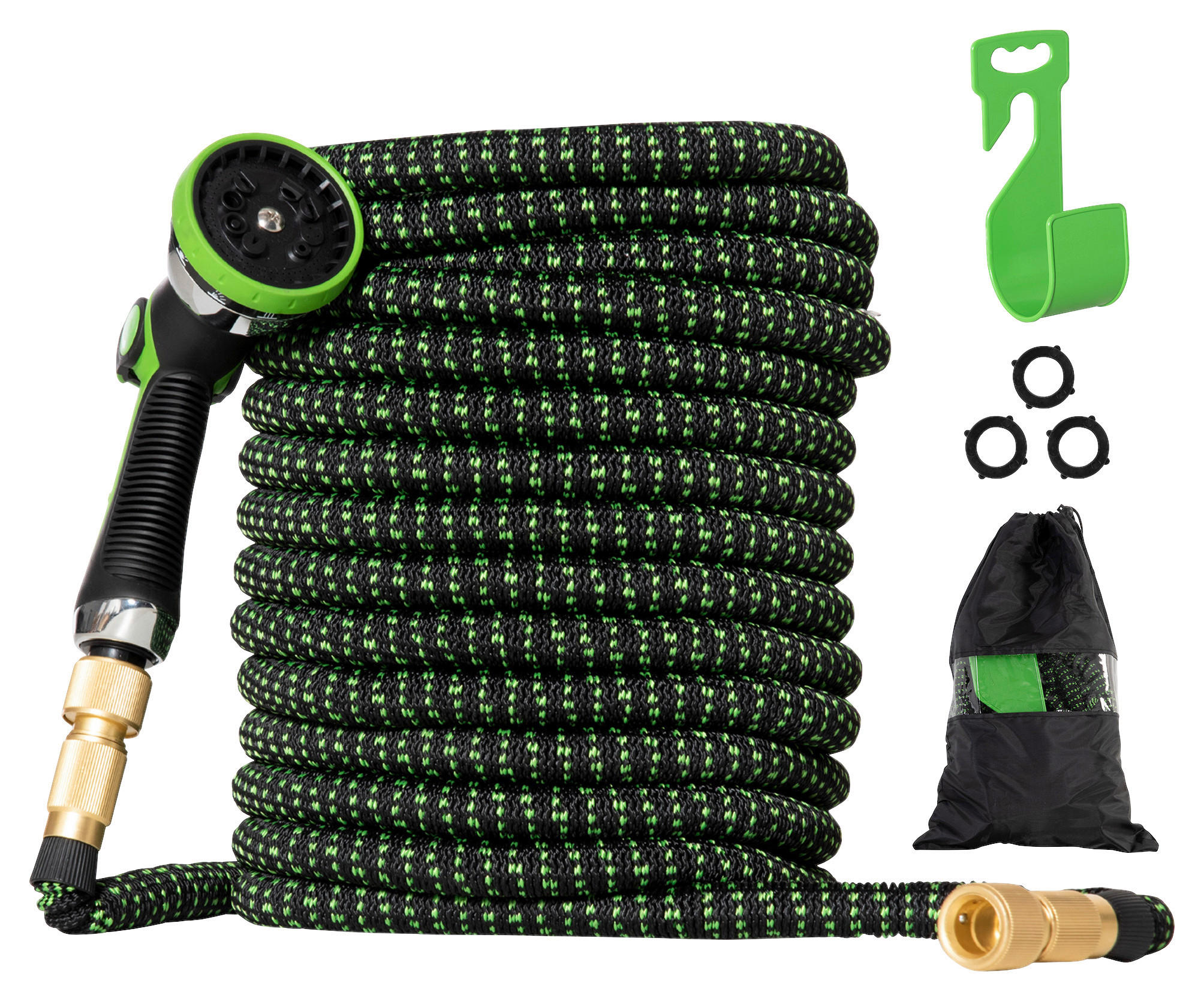 Outsunny Gartenschlauch schwarz B/H/L: ca. 2x300x2 cm Gartenschlauch - schwarz/grün (2,00/2,00/300,00cm) - Outsunny