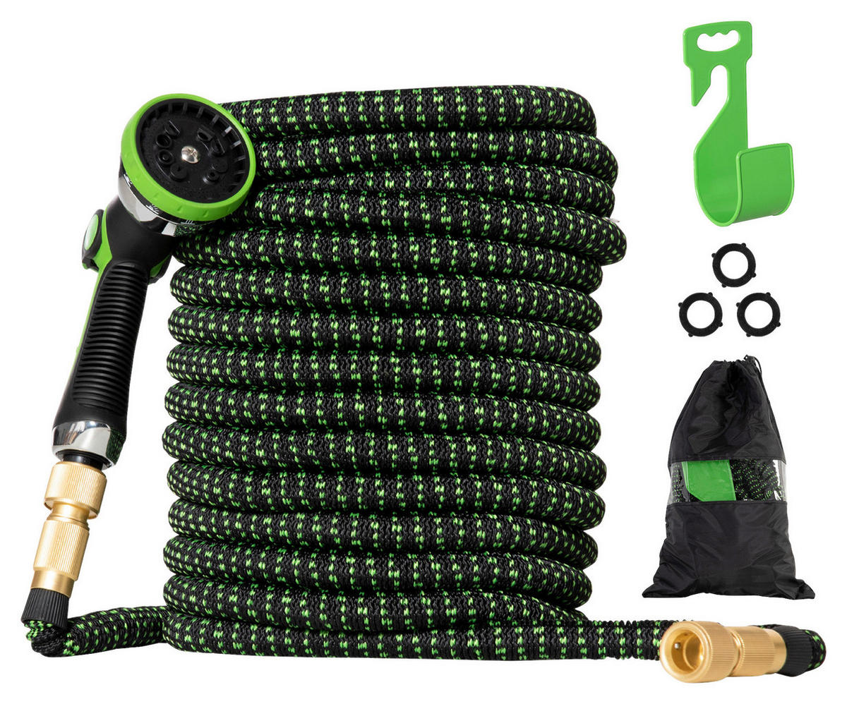 Outsunny Gartenschlauch schwarz B/H/L: ca. 2x300x2 cm Gartenschlauch - schwarz/grün (2,00/2,00/300,00cm) - Outsunny