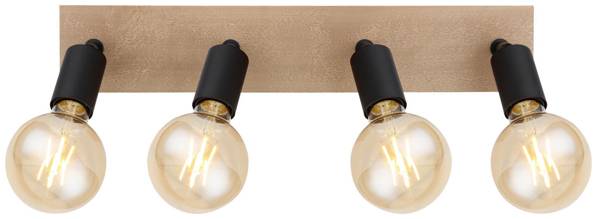 GLOBO Spotleuchte braun schwarz Holz Metall B/H/T: ca. 9x11x49 cm E27 4 Brennstellen MARTHA - braun/schwarz (9,00/11,00/49,00cm) - GLOBO