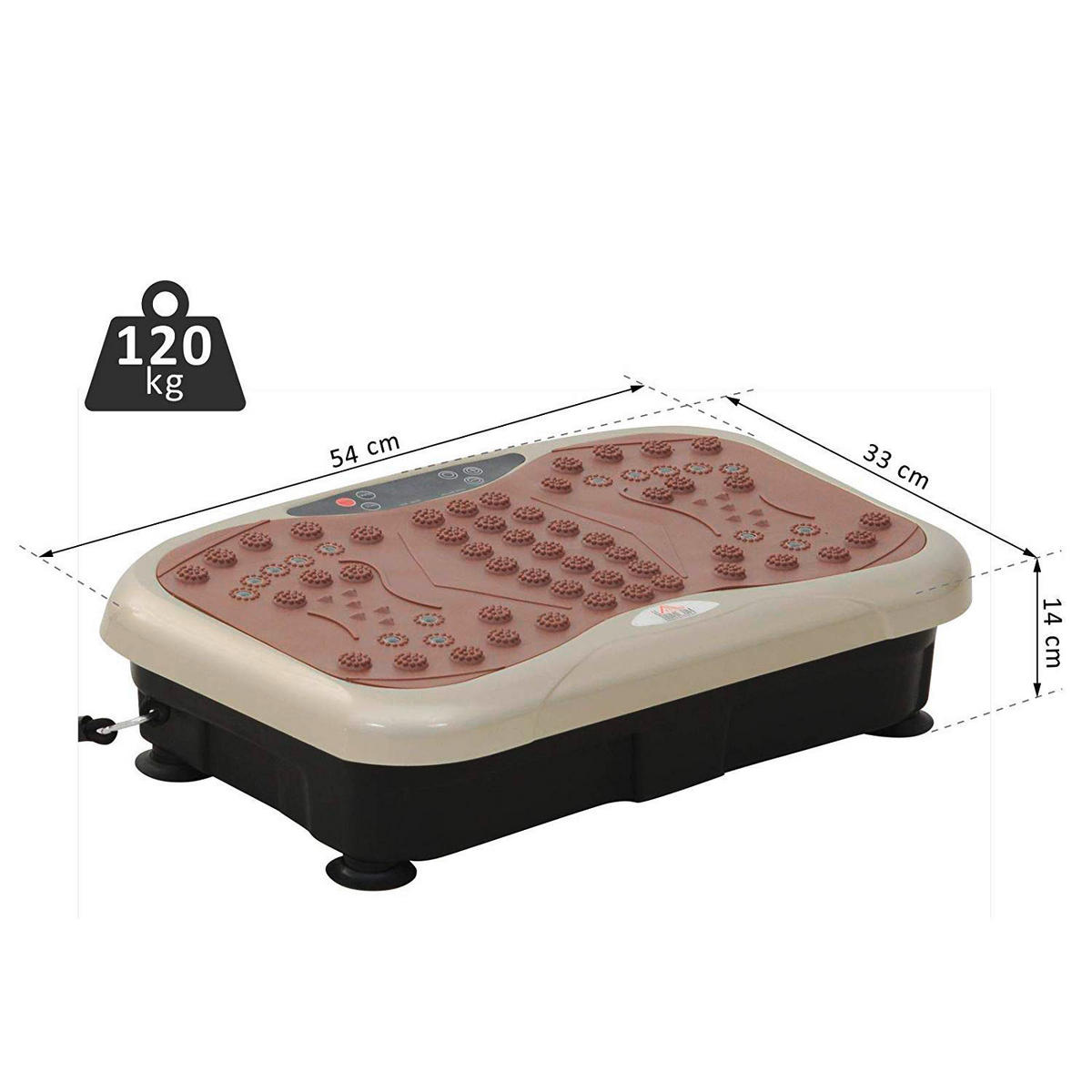 HOMCOM Vibrationstrainer schwarz Metall B/H/L: ca. 33x14x54 cm Vibrationstrainer - beige/braun (54,00/33,00/14,00cm) - HOMCOM