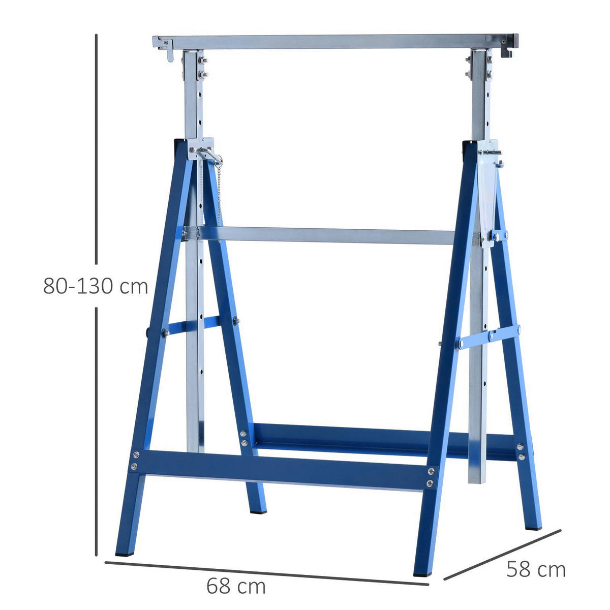 Werkstatt-Zubehör blau B/H/L: ca. 58x68x130 cm Gerüstbock - blau (130,00/58,00/68,00cm) - HOMCOM