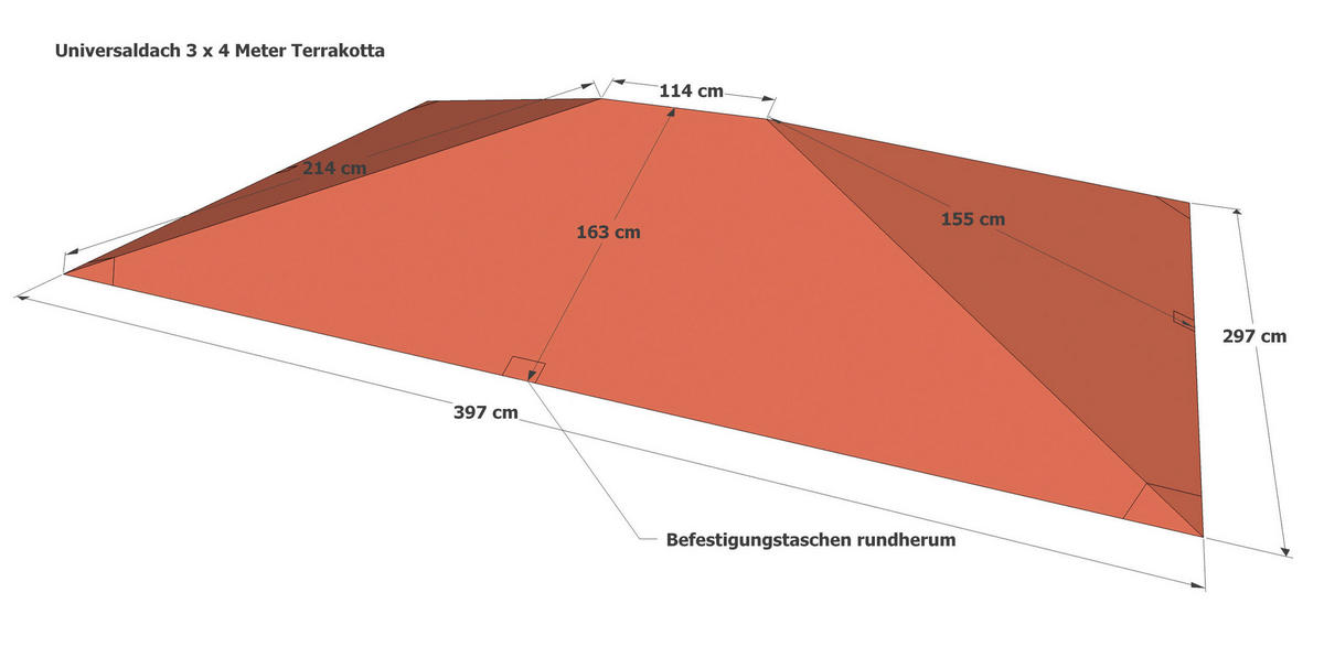 Grasekamp Ersatzdach für Pavillon Antik terra Polyester-Mischgewebe B/L: ca. 297x397 cm Antik - terra (297,00/397,00cm) - Grasekamp