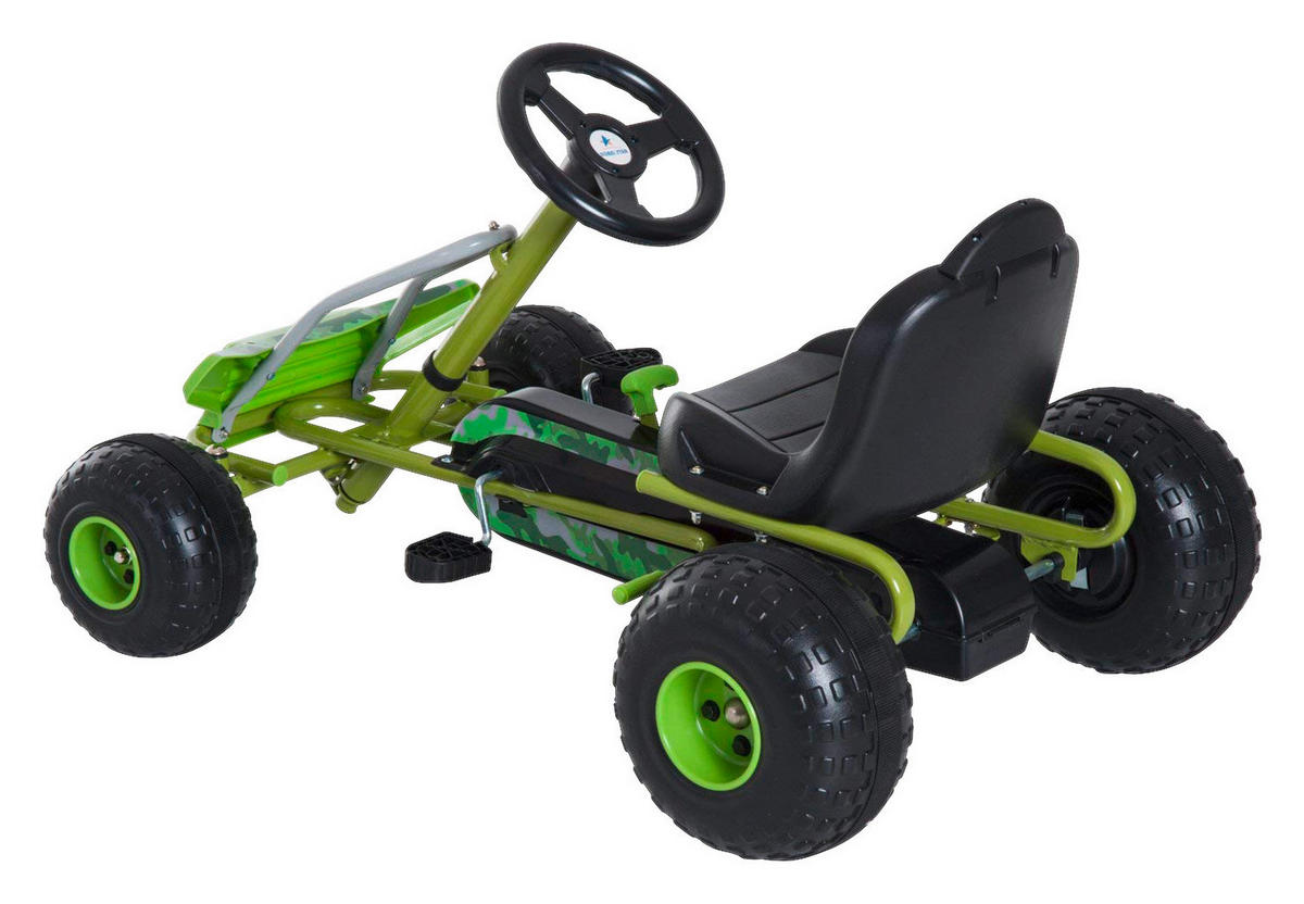 HOMCOM Kinder-Tretauto grün B/H/L: ca. 66,5x57x95 cm Tretauto_mit_Handbremse - grün (95,00/66,50/57,00cm) - HOMCOM