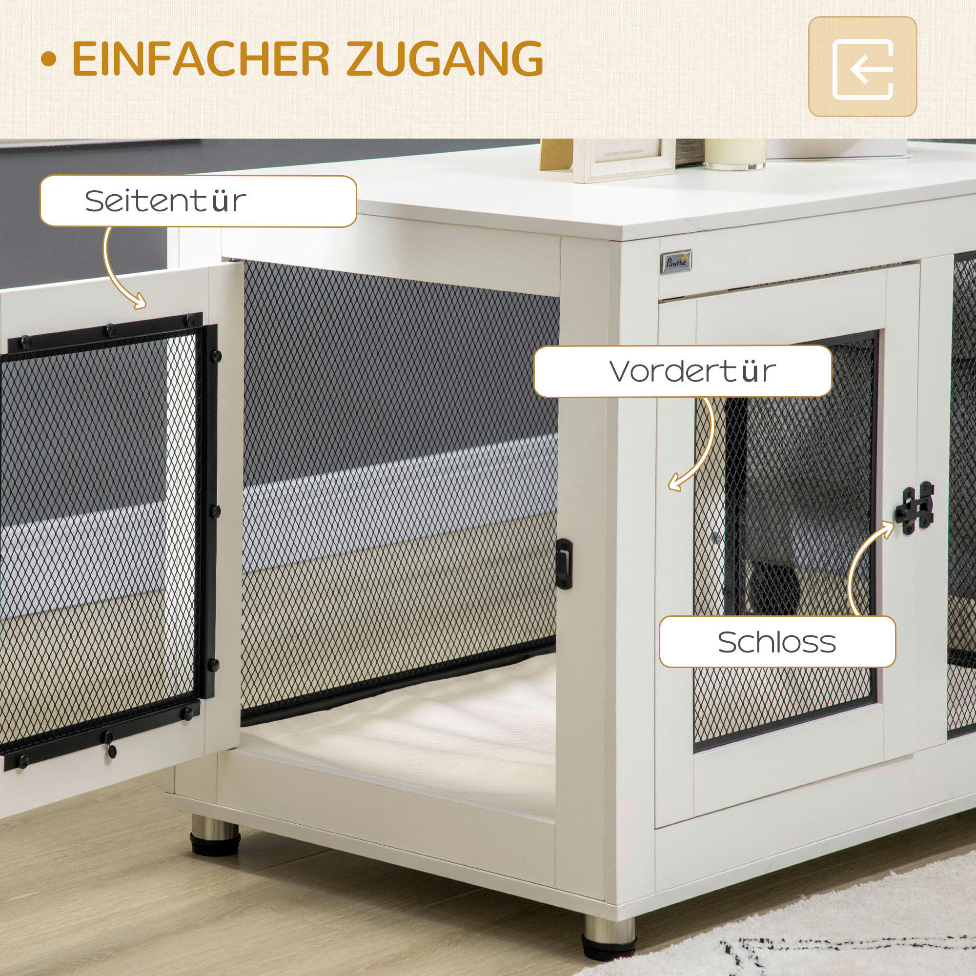 PawHut Hunde-Zubehör weiß Spanplatte B/H/L: ca. 60x94x71,5 cm Hundekäfig - weiß (71,50/60,00/94,00cm) - PawHut