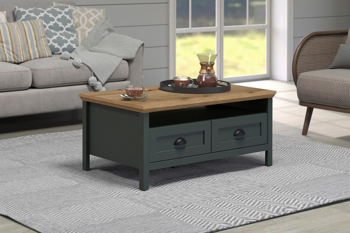 Couchtisch Stanton tannengrün Eiche Evoke Coast Nachbildung B/H/T: ca. 101x45x60 cm Stanton - Eiche/tannengrün (101,00/45,00/60,00cm)