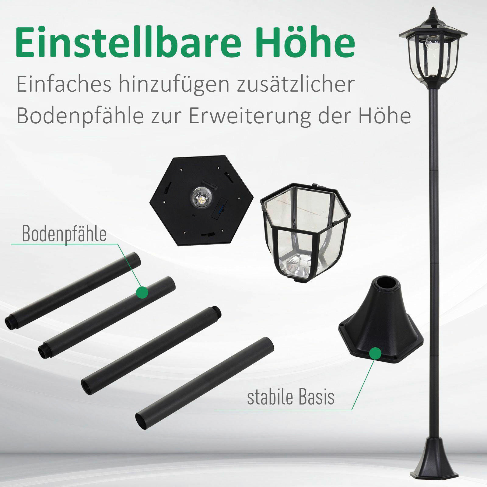 Gartenlaterne mit LED schwarz Kunststoff...