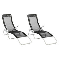VCM Gartenliege-Set schwarz Stahl B/H/L: ca. 48x100x160 cm Gartenliege - schwarz (160,00/48,00/100,00cm) - VCM
