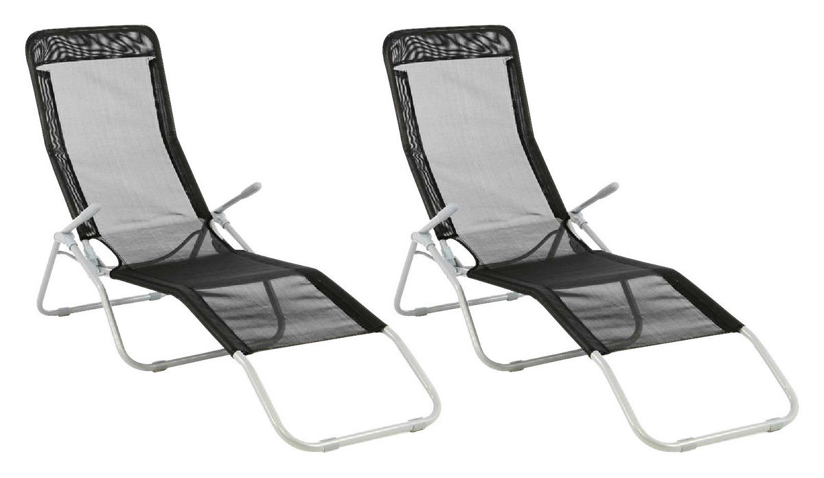 VCM Gartenliege-Set schwarz Stahl B/H/L: ca. 48x100x160 cm Gartenliege - schwarz (160,00/48,00/100,00cm) - VCM