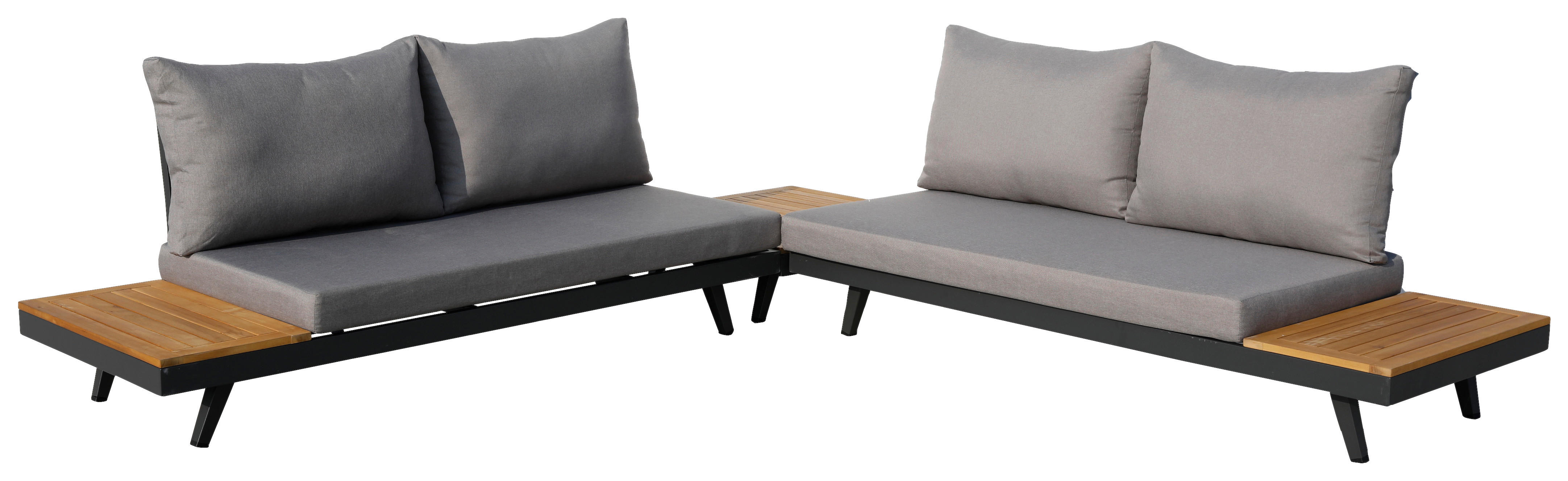 Acamp Loungeset Naxos anthrazit Polyester-Mischgewebe B/H/T: ca. 175x70x78 cm Naxos - anthrazit/teak (175,00/70,00/78,00cm) - Acamp