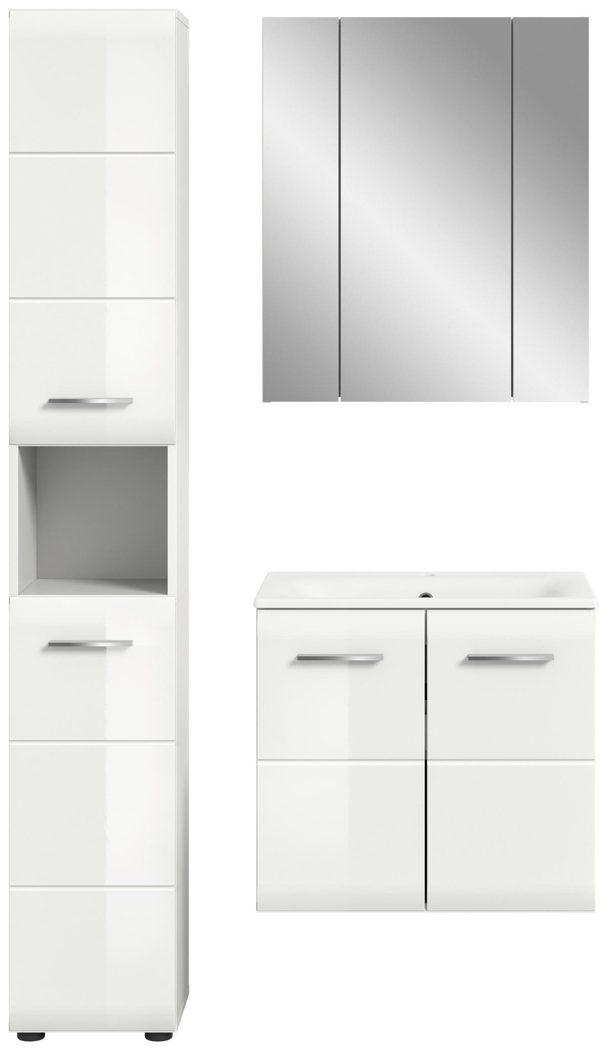 Badezimmer-Set Ice weiß weiß Hochglanz B/H/T: ca. 105x185x46 cm Ice - weiß (105,00/185,00/46,00cm) - xonox.home
