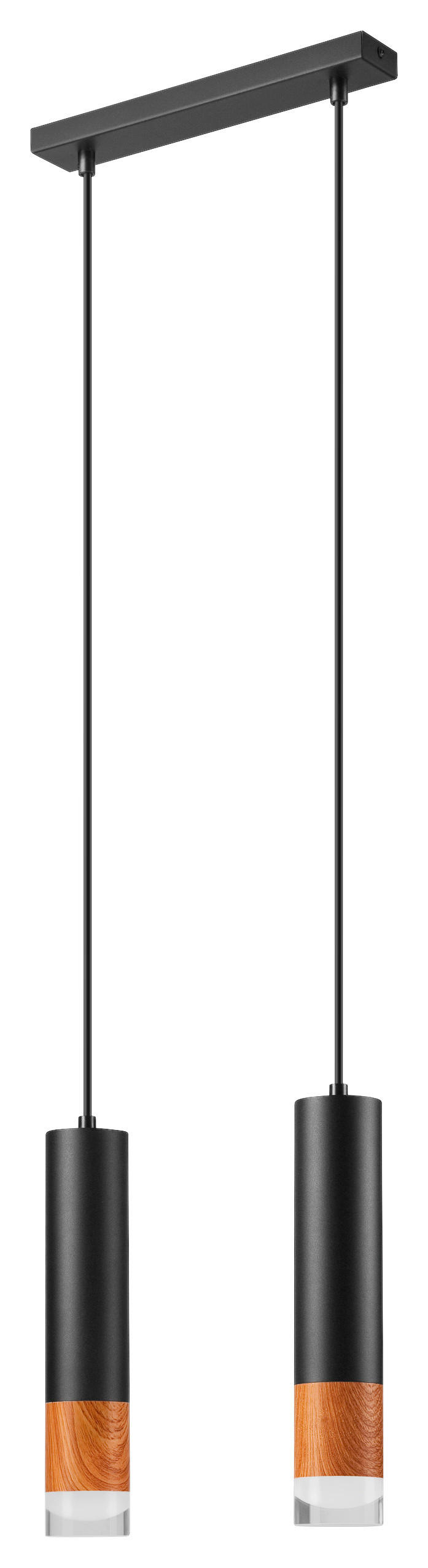 Lamkur Pendelleuchte schwarz Glas Stahl B/H/L: ca. 8x105x30 cm GU10 2 Brennstellen AURELIA - schwarz (30,00/8,00/105,00cm) - Lamkur