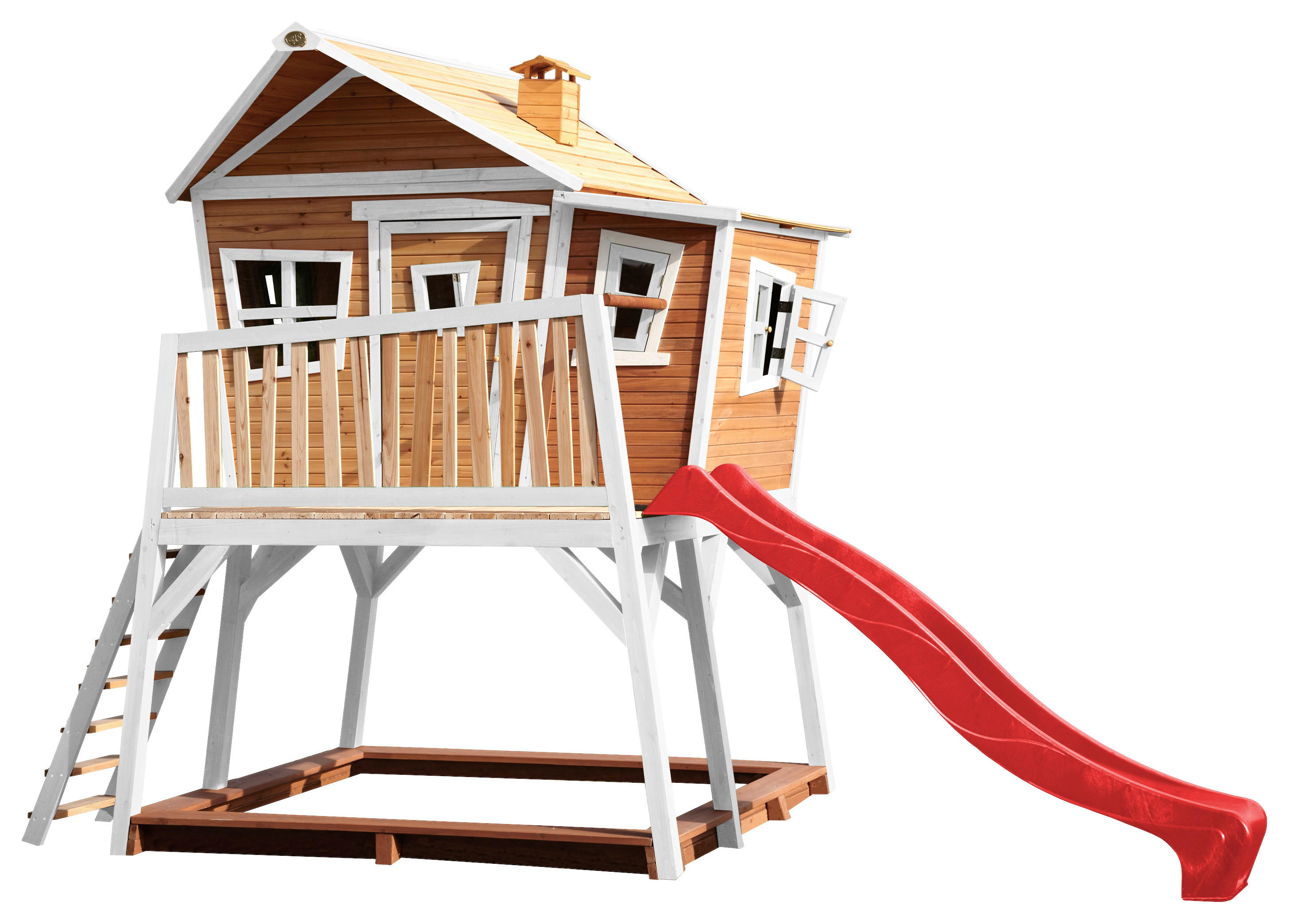 AXI Spielhaus Max braun B/H/L: ca. 432x288x193 cm Max - braun/weiß (193,00/432,00/288,00cm) - AXI