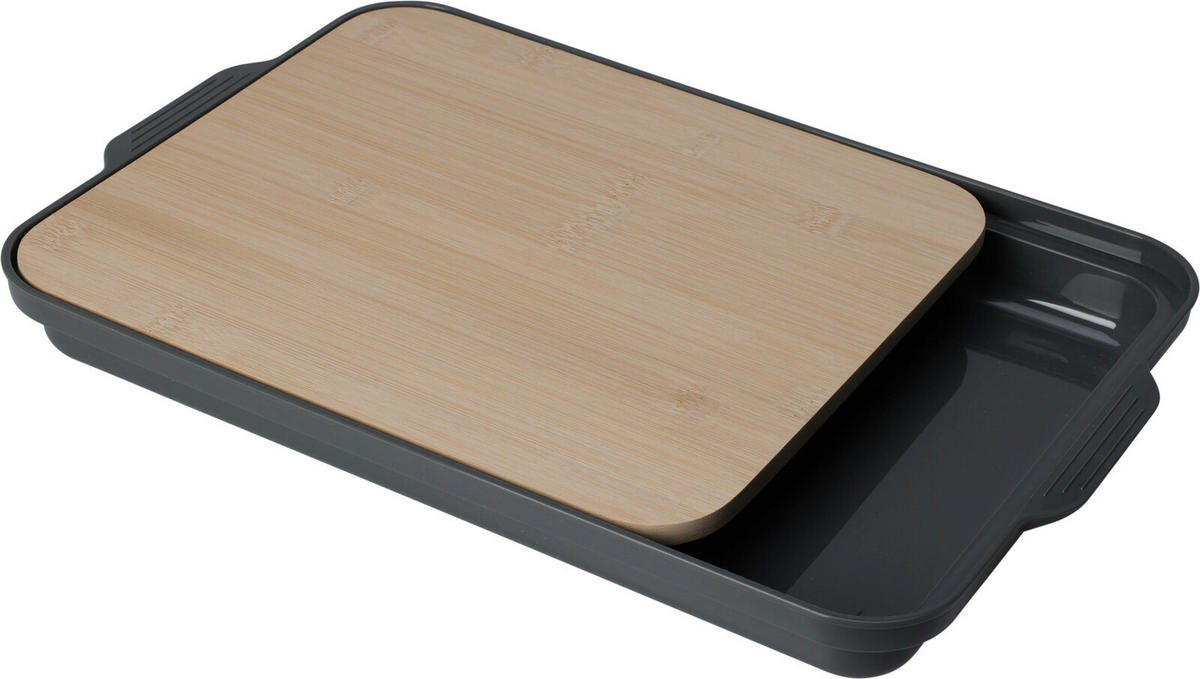 Schneidbrett natur Natura Bambus B/H/L: ca. 37x4x24 cm Schneidbrett_mit_Auffangschale - natur/schwarz (24,00/37,00/4,00cm)