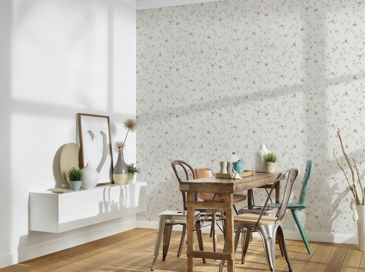 Vliestapete Blumen creme bunt B/L: ca. 53x1005 cm Vliestapete_93770-1 - creme/bunt (53,00/1005,00cm)