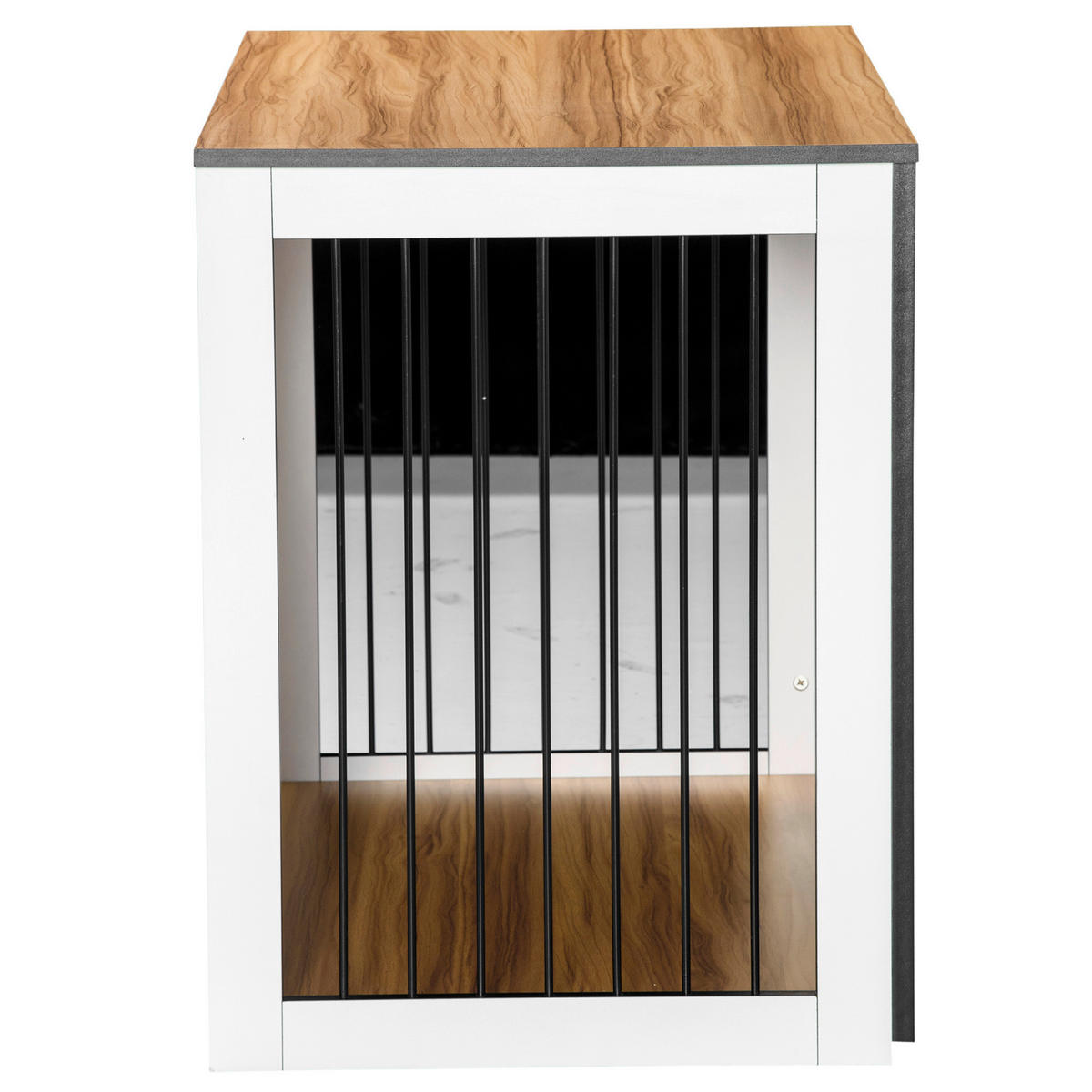 PawHut Hundekäfig weiß Spanplatte B/H/L: ca. 60x76x106 cm Hundekäfig - weiß/walnuss (106,00/60,00/76,00cm) - PawHut