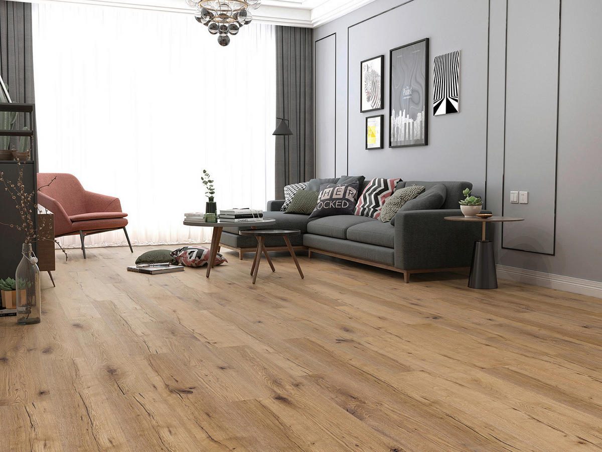 Laminatboden Eiche weiß ca. 2,245 m² im Paket  B/L: ca. 19,4x128,6 cm pro Paket Eiche weiß ca. 2,245 m² im Paket - weiß (19,40/128,60cm)