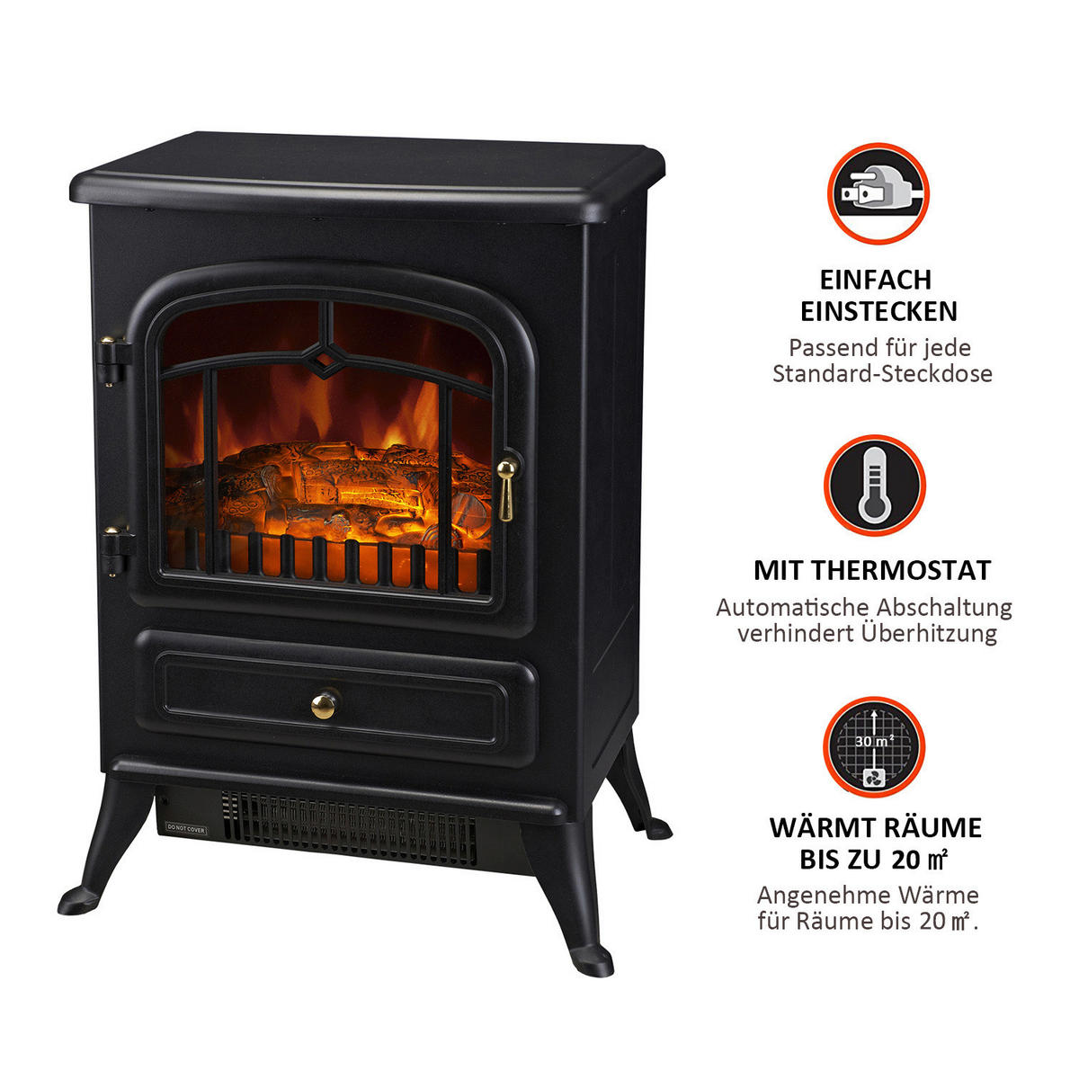 HOMCOM Elektrischer-Kamin MH820-039 schwarz Glas Metall B/H/T: ca. 42x55x28 cm ca. 1850 W Elektrokamin 820-039 - schwarz (42,00/55,00/28,00cm) - HOMCOM