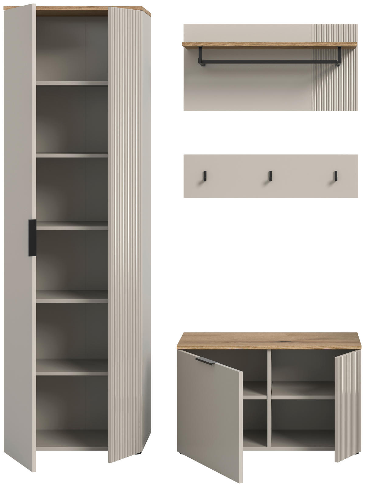 Garderobe Slide Kaschmirgrau Nachbildung Evoke Oak Nachbildung B/H/T: ca. 155x190x36 cm Slide - (155,00/190,00/36,00cm) - xonox.home