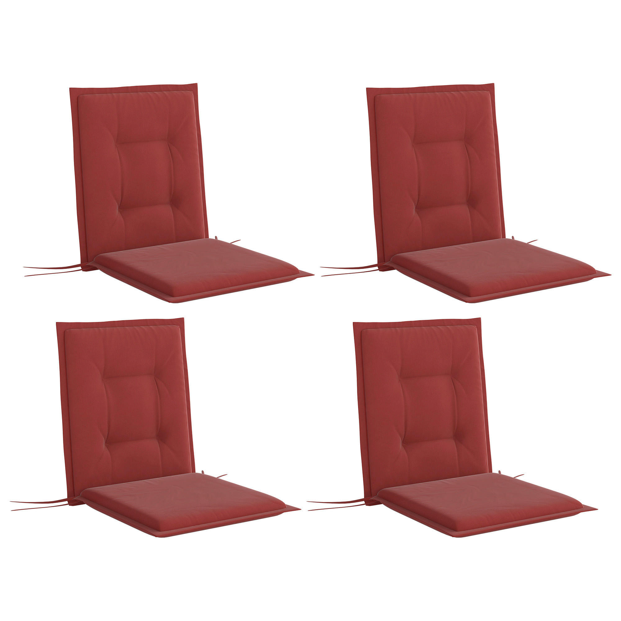 Outsunny Sitzkissen 4er Set weinrot Polyester B/H/L: ca. 50x5x108 cm Sitzkissen 4er Set - weinrot (108,00/50,00/5,00cm) - Outsunny